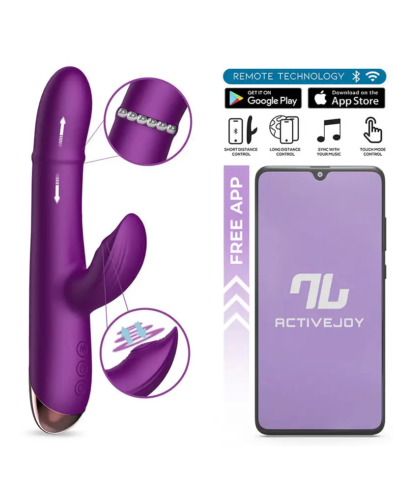 Intoyou - Sendel - Vibromasseur Lapin avec Anneau de Perles Mobile et Contrôle par Application - Violet