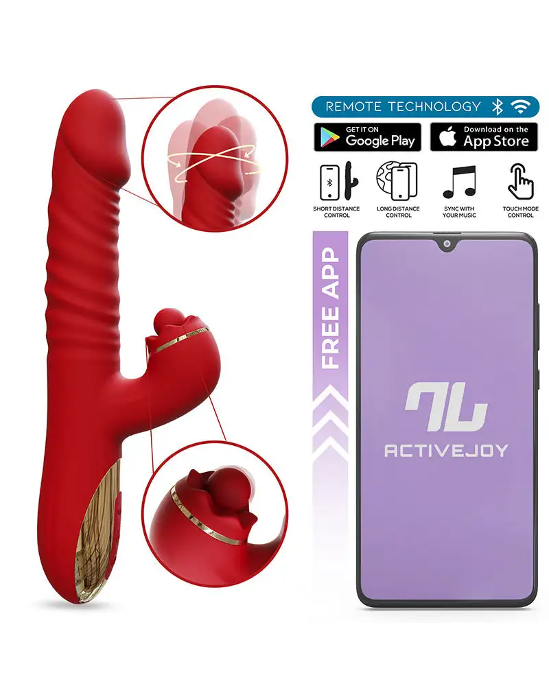Intoyou - Ascen - Vibromasseur Lapin - Vibromasseur Lapin à Poussée et Oscillation avec Contrôle par Application - Rouge