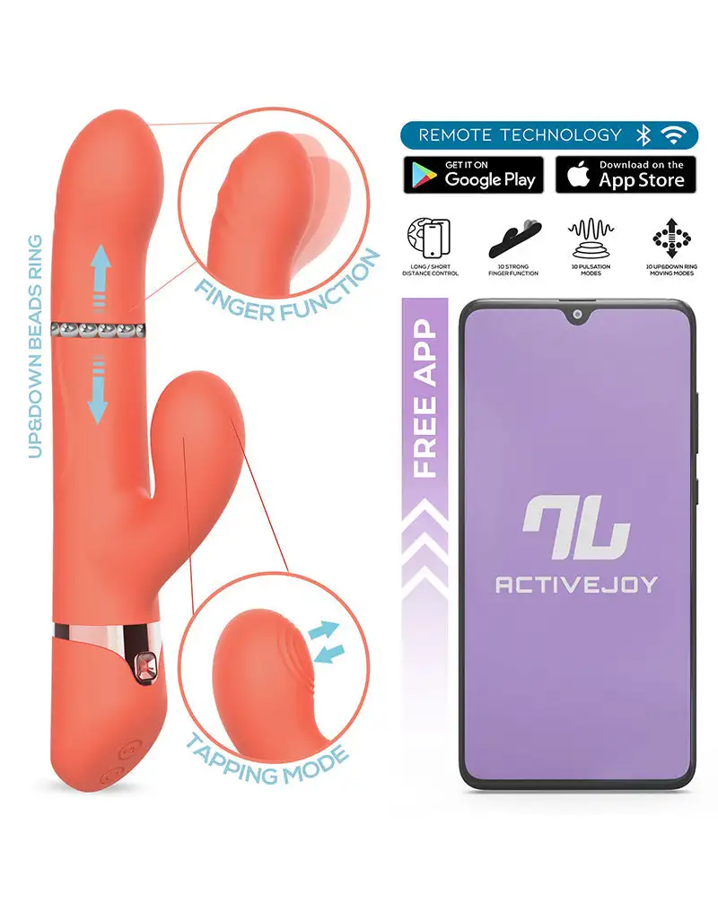Intoyou - Mindy - Vibromasseur Lapin Tapping avec Fonction de Tapotement et Application - Corail Orange