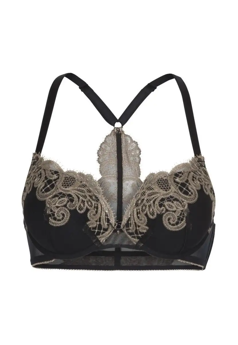 Soutien-gorge gel avec dentelle - Noir / Doré