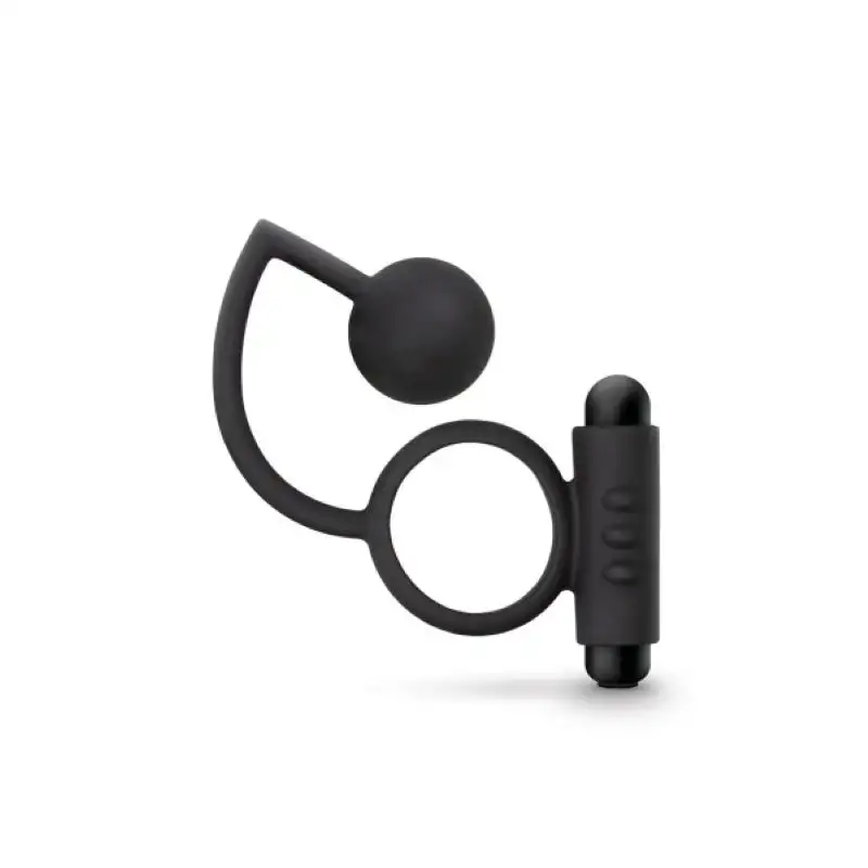 Anal Adventures Platinum - Plug anal en forme de boule avec anneau pénien vibrant