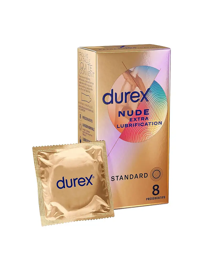Durex Nude Extra Lubrification Boîte de 8