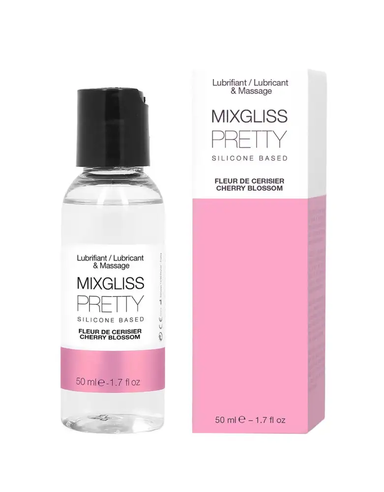 2 en 1 Lubrifiant et huile de massage silicone Mixgliss Pretty Fleur de cerisier 50 ML