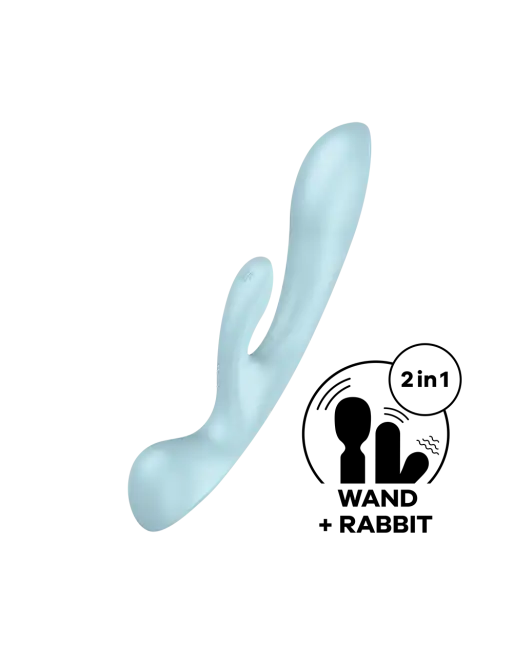 2 en 1 Rabbit point G avec stimulateur de clitoris et Wand Bleu USB Triple Oh Satisfyer - CC597813