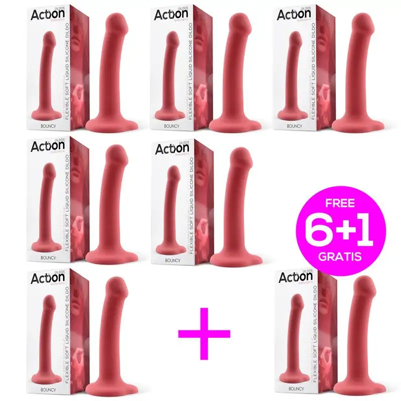 Pack 6+1 Bouncy Dildo Silicona Líquida Flexible 7-18 cm