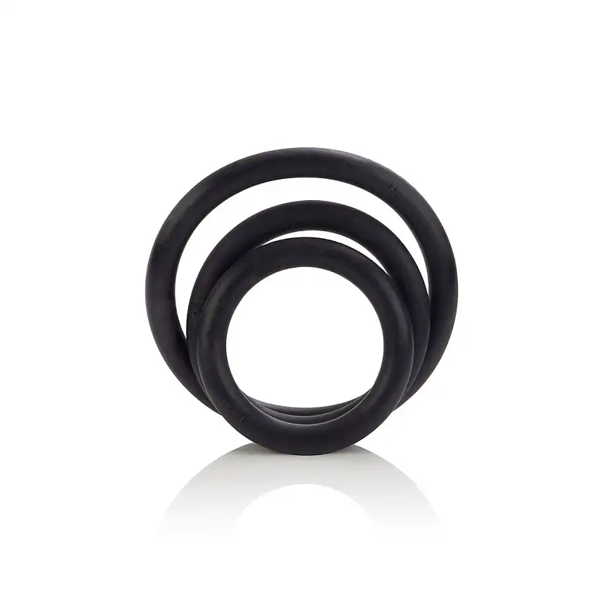 3 cockrings en caoutchouc noir Calexotics