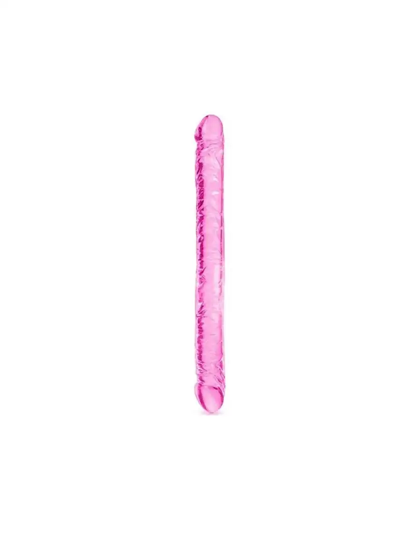 Double Dong 34 cm Cristal Veiné Rose