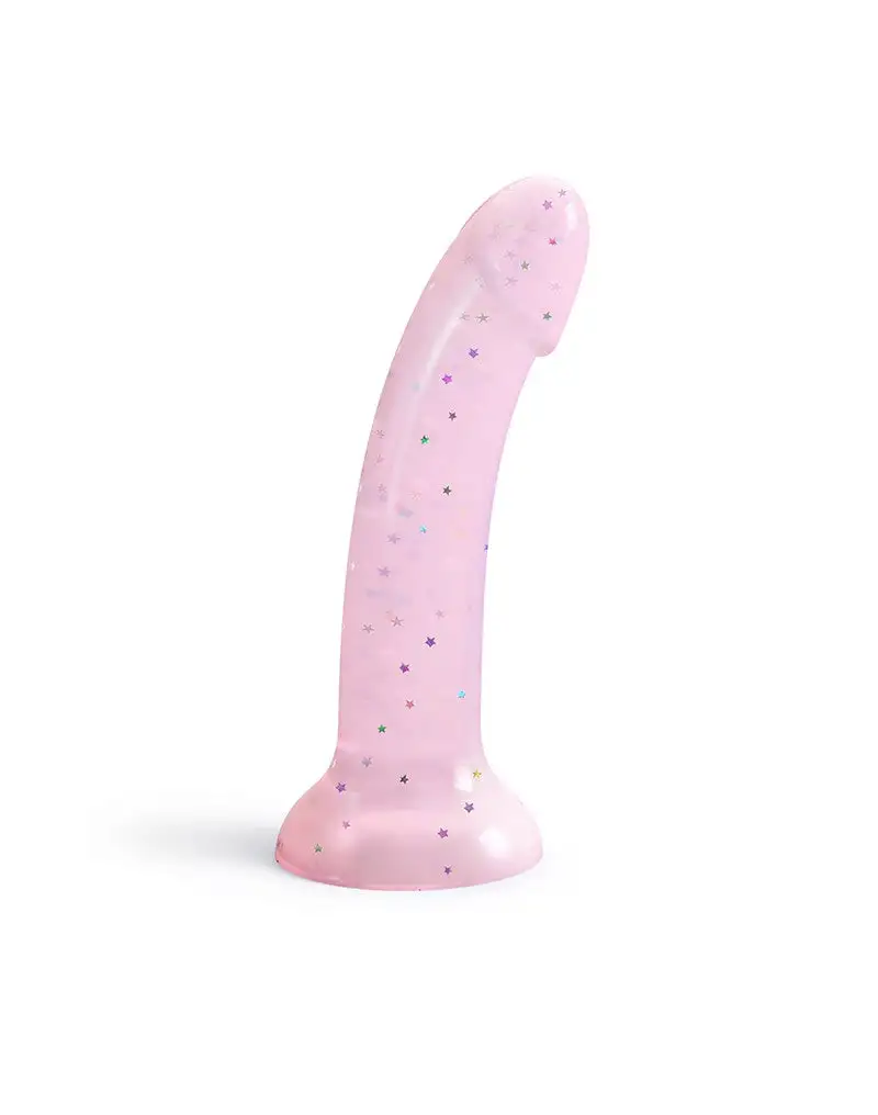 Love to Love - Dildo - Dildoll Starlight - Pliable - Silicone - Avec Étoiles Scintillantes Dorées - Rose