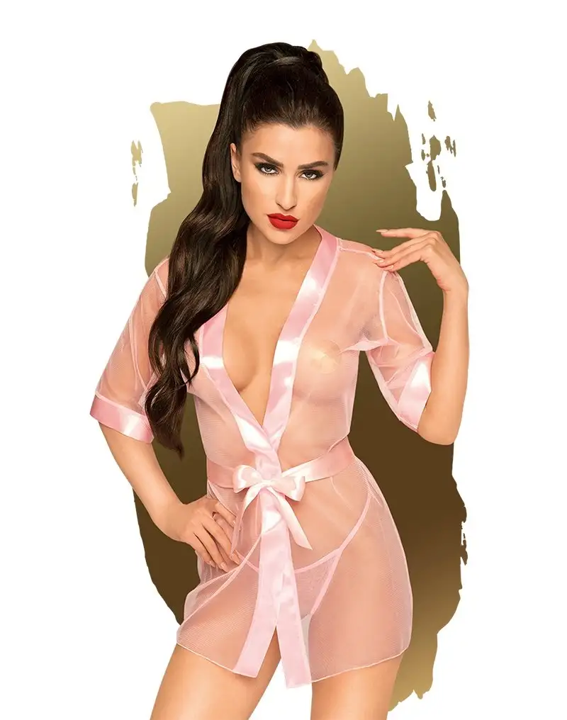 Penthouse Kimono avec string MIDNIGHT MIRAGE - rose