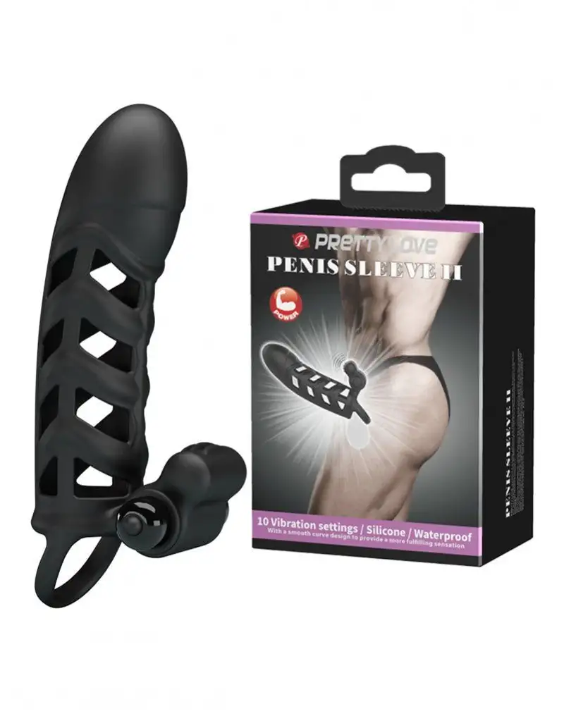 Pretty Love Penis Sleeve avec stimulateur de clitoris n° 2 - noir