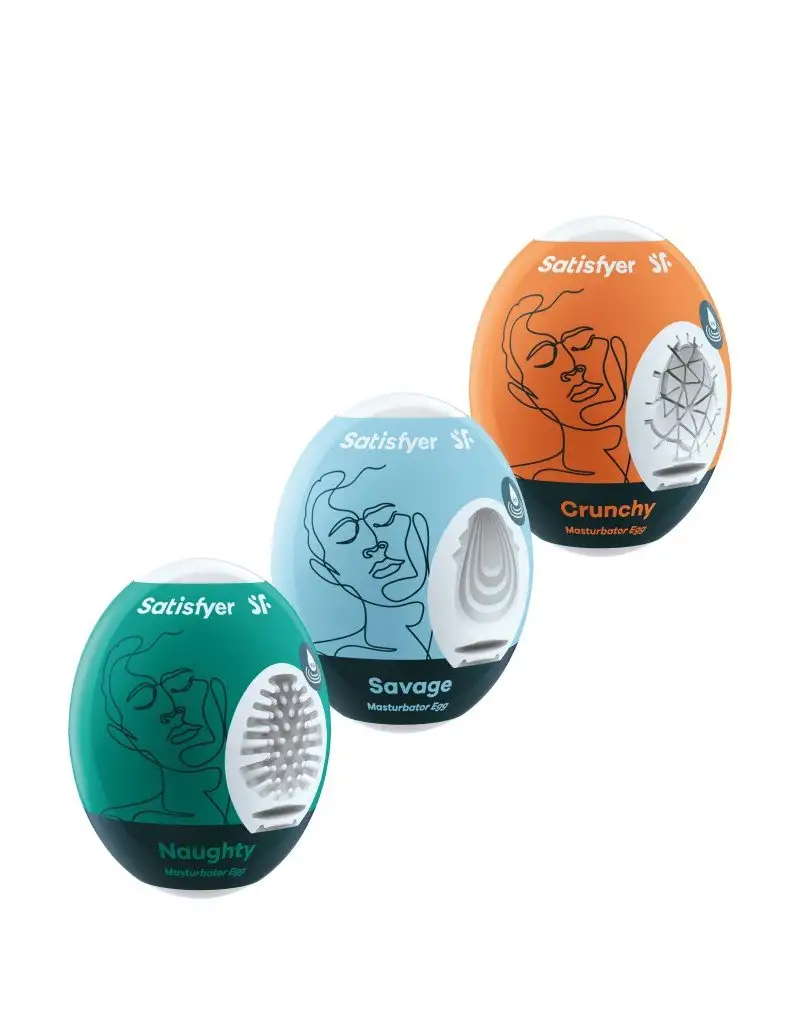 Satisfyer Mini Masturbateur 3 pièces - NAUGHTY, SAVAGE, CRUNCHY