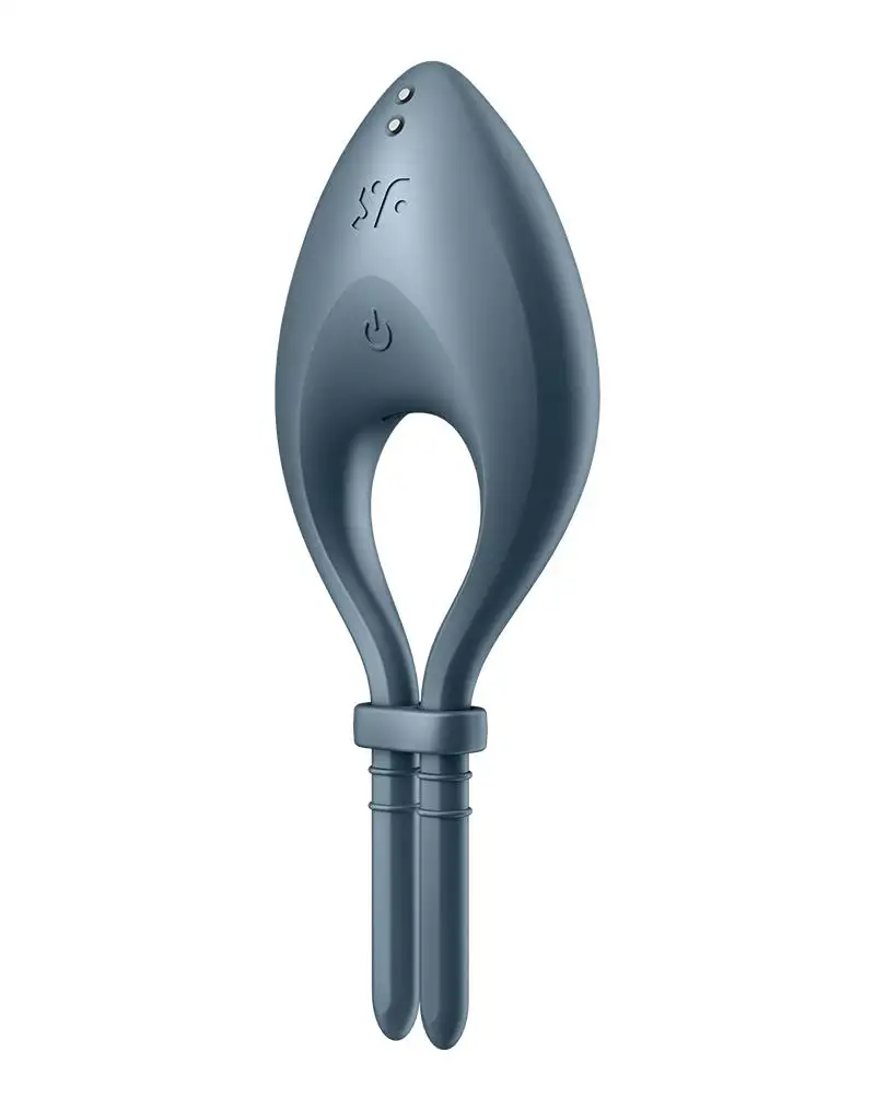 Satisfyer Cockring vibrant BULLSEYE avec contrôle APP - bleu foncé