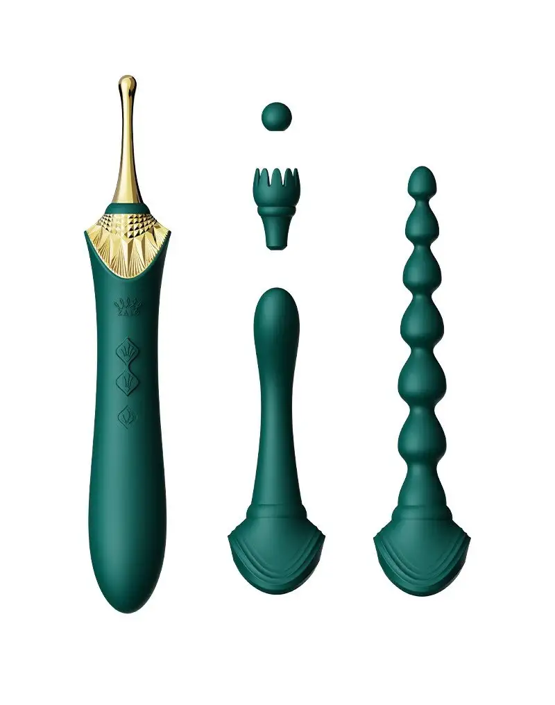 ZALO Vibrateur de clitoris chauffant Bess 2 avec accessoires supplémentaires - vert émeraude