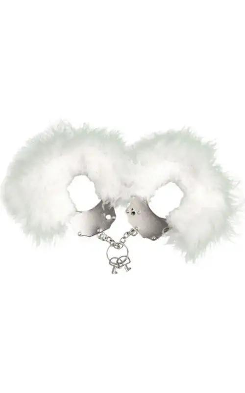 ADRIEN LASTIC - MENOTTES EN MÉTAL À PLUMES BLANCHES