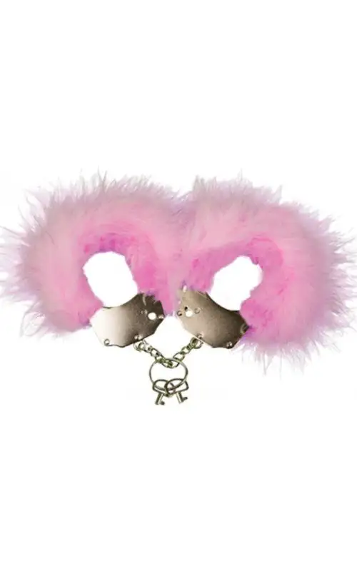 ADRIEN LASTIC - MENOTTES EN MÉTAL À PLUMES ROSE