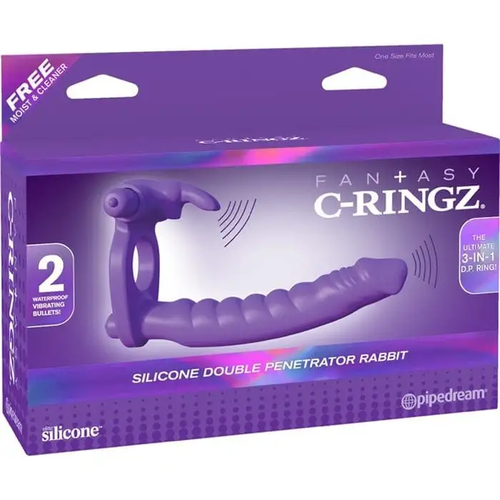 Anneau D'érection Double Pénétration - Pipedream - Silicone Double Penetrator Rabbit