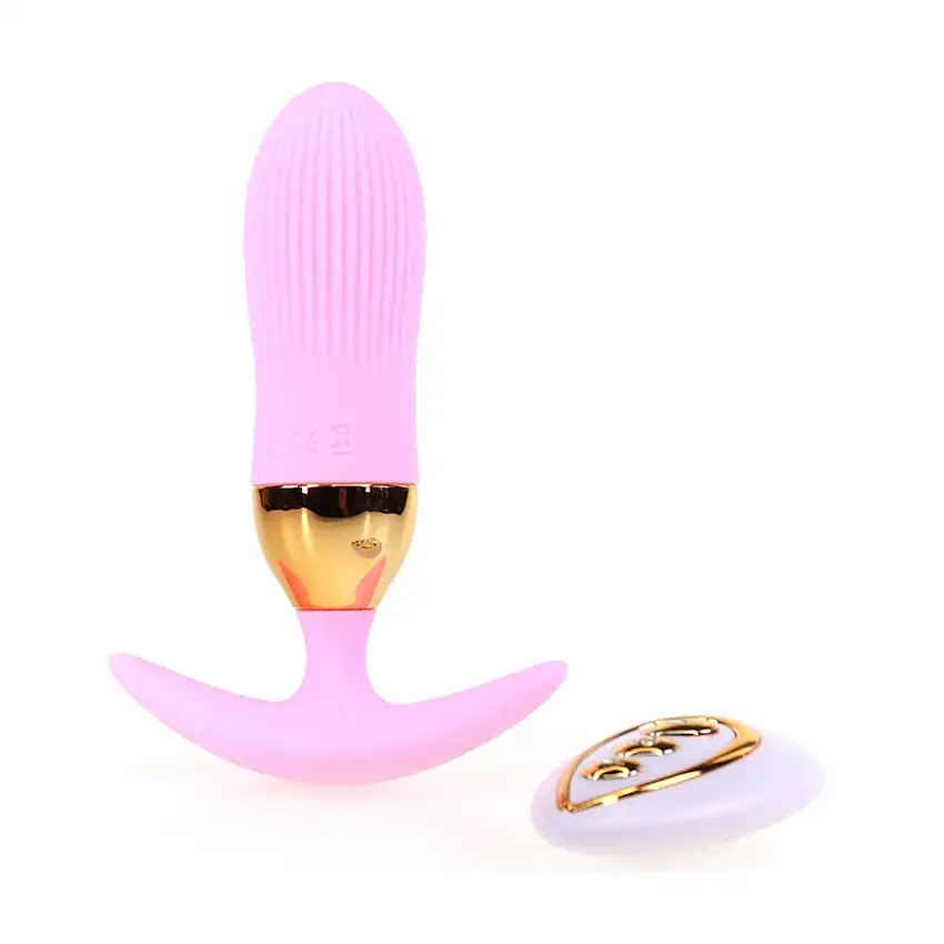 Plug vibrant STRIPE EGG 10 x 3cm Rose