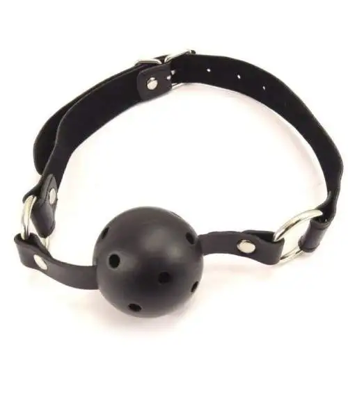 Baillon Boule et collier en Cuir noir