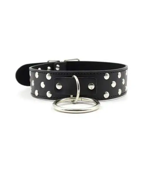 BDSM - Collier de soumission Cuir avec Laisse en acier