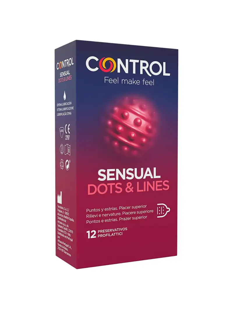 Boîte 12 Préservatifs Sensual Dots & Lines Control