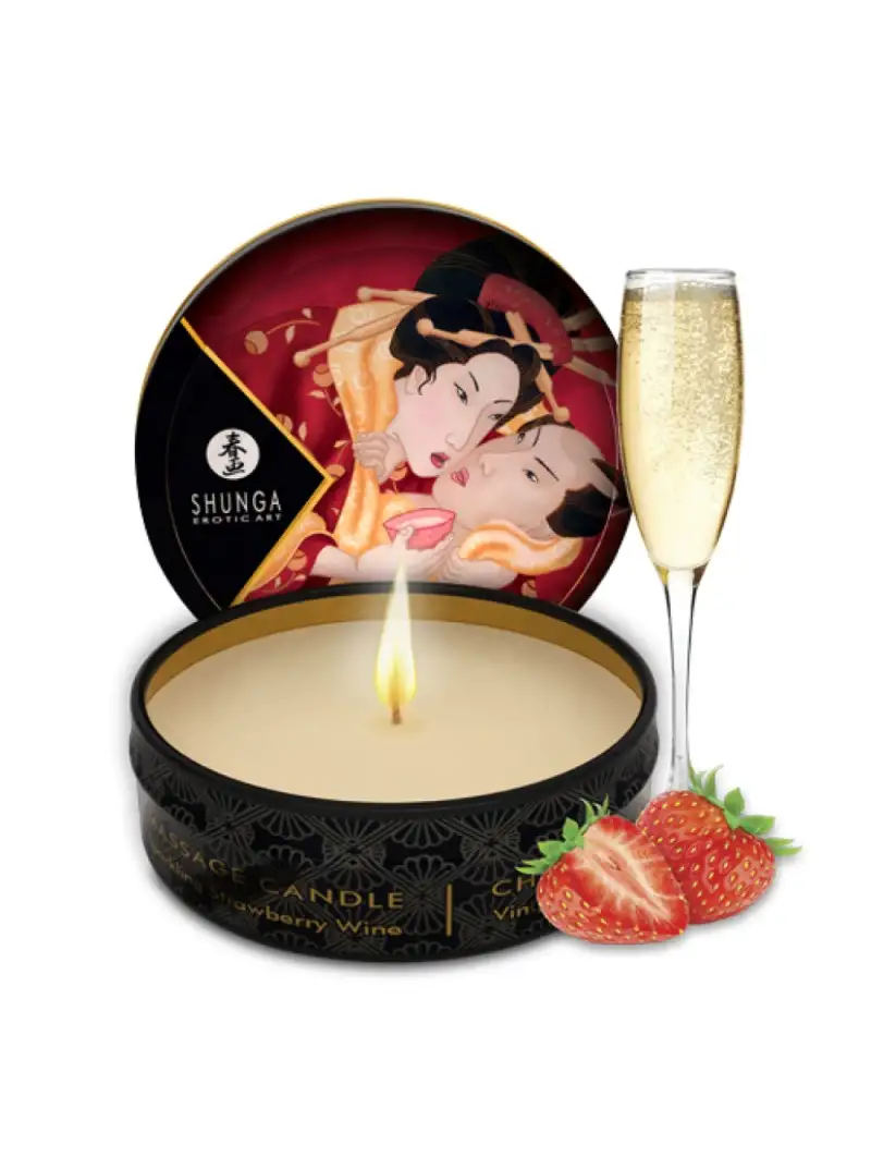 Bougie de massage Romance Vin Pétillant Fraise Shunga