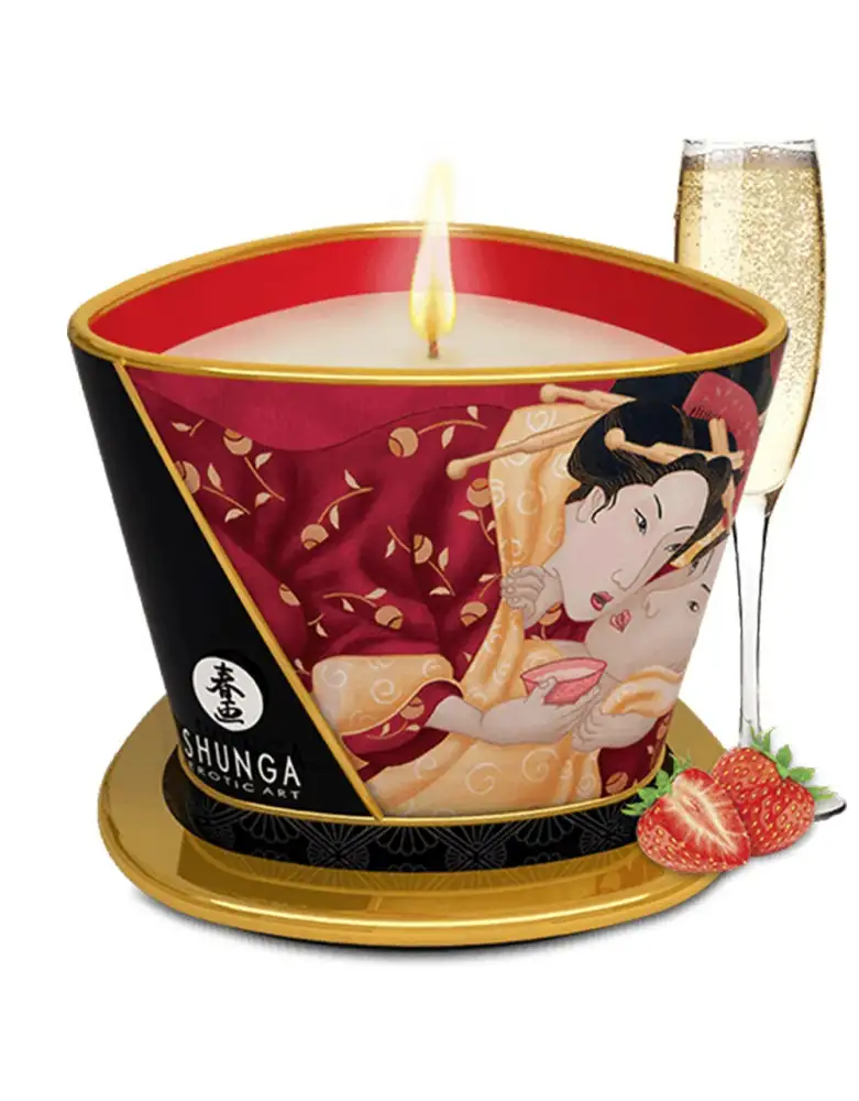 Bougie de massage fraise vin pétillant 170ml