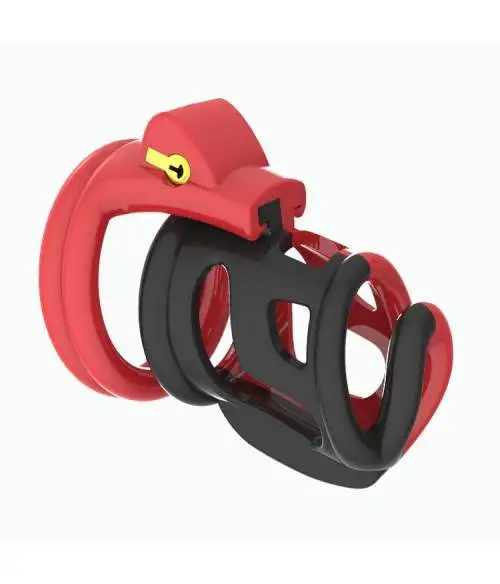 Cage de chasteté noir et rouge avec 4 tailles BDSM