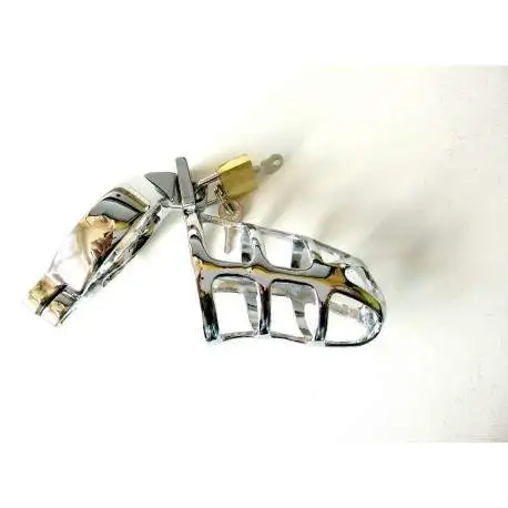 Cage de Chasteté pour pénis et testicules en Acier