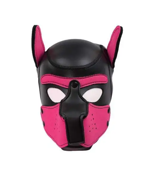 Cagoule bdsm de chien noir et rose