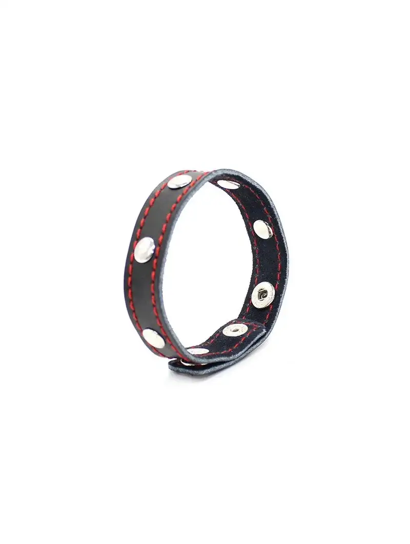 Cockring Cuir Ajustable à Pressions