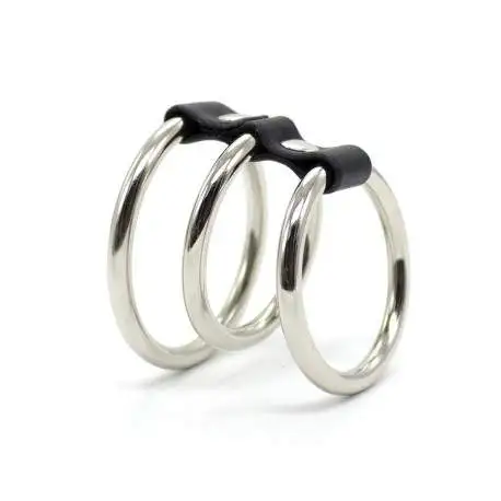 Cockring Triple Anneaux de Pénis et Testicules En Acier