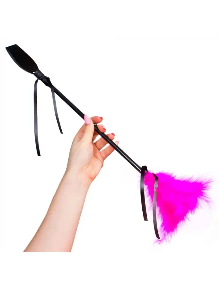 Cravache avec plumeau secret play - Rose