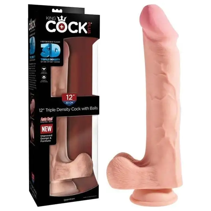 Dildo - King Cock Plus - 12 pouces - Avec Testicules à Triple Densité