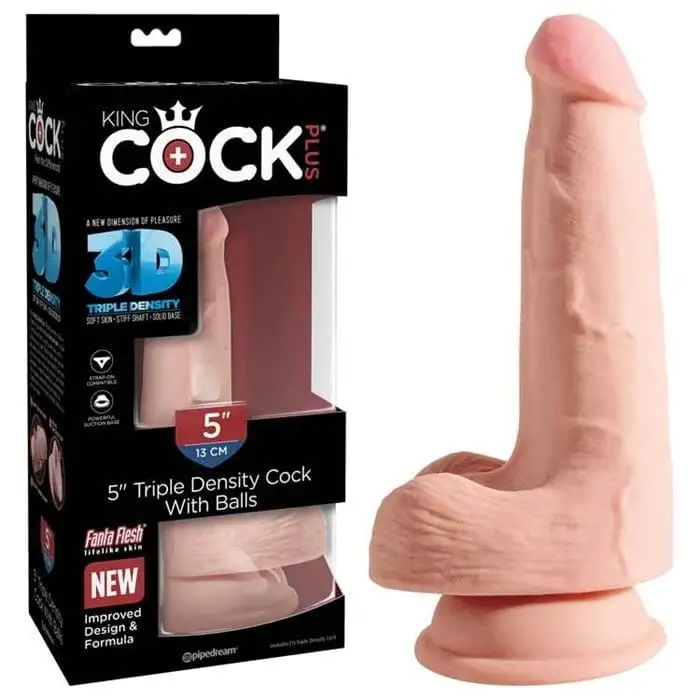 Dildo - King Cock Plus - 5 pouces - Avec Testicules à Triple Densité