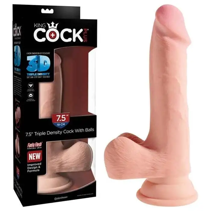 Dildo - King Cock Plus - 7.5 pouces - Avec Testicules à Triple Densité