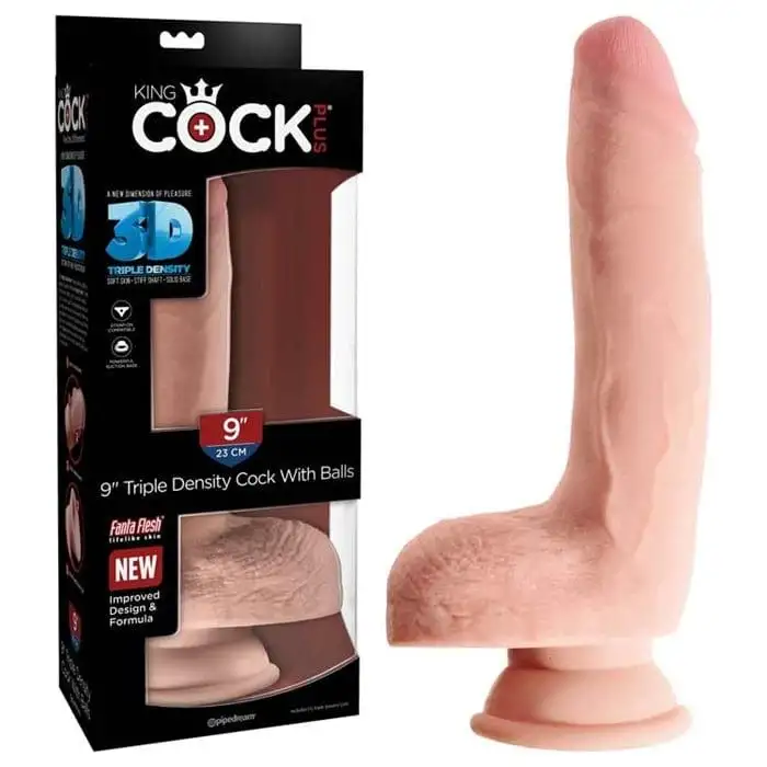 Dildo - King Cock Plus - 9 pouces - Avec Testicules à Triple Densité