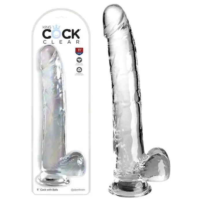 Dildo Réaliste - Pipedream - King Cock Clear 11" Cock with Balls