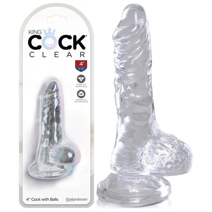 Dildo Réaliste - Pipedream - King Cock Clear 4" Cock with Balls
