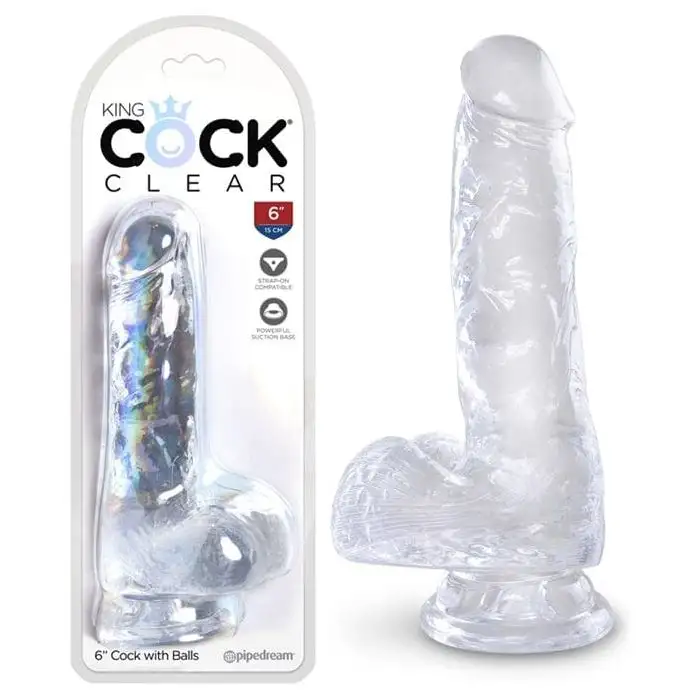 Dildo Réaliste - Pipedream - King Cock Clear 6" Cock with Balls