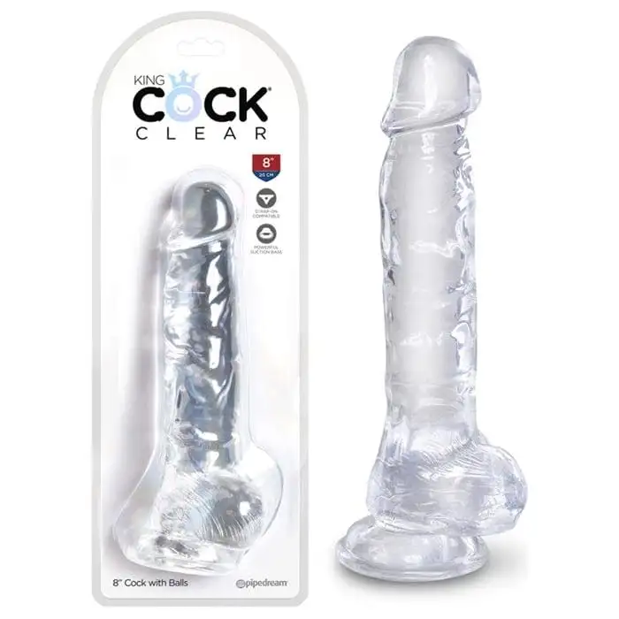 Dildo Réaliste - Pipedream - King Cock Clear 8" Cock with Balls