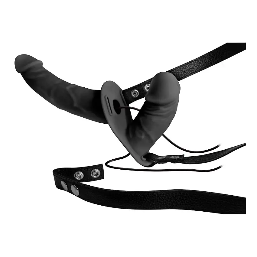 Double Gode Ceinture Vibrant DOUBLE THRUSTER 17 x 4cm Noir