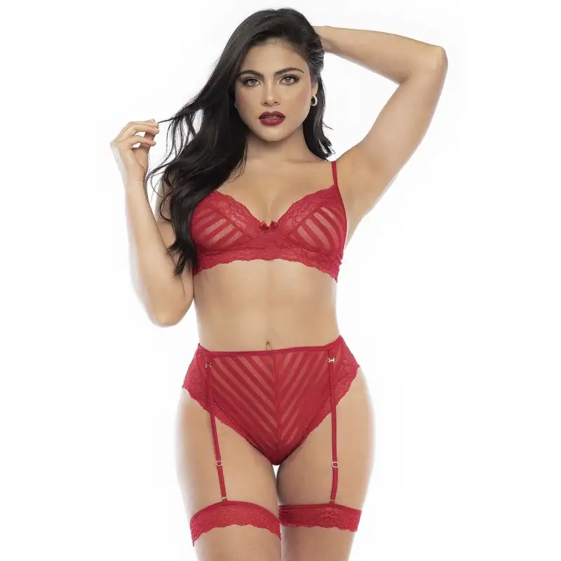 Ensemble 2 pièces en dentelle rouge