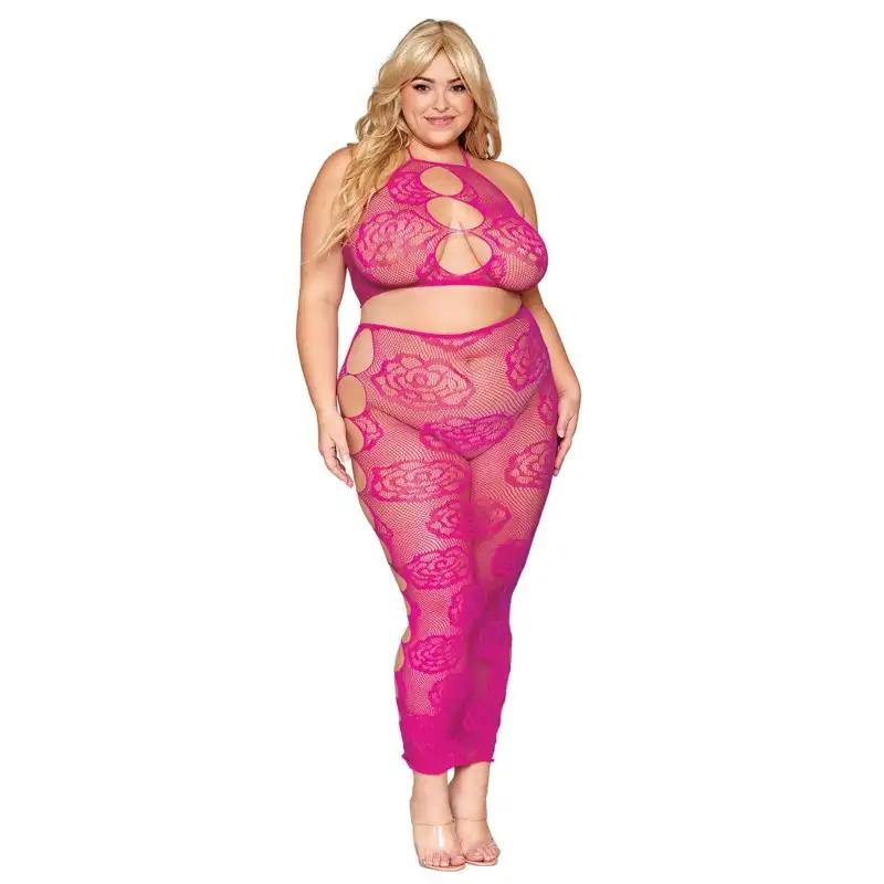 Ensemble de lingerie 2 pièces rose grande taille