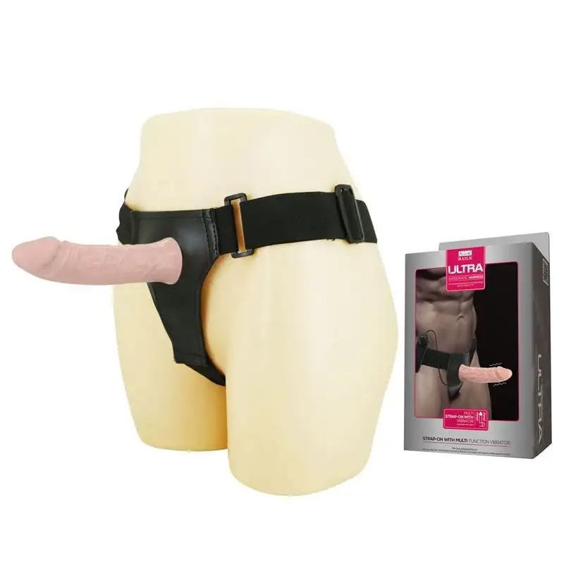 harnais avec Gode creux et vibration 15,5 x 4,2 cm Naturel