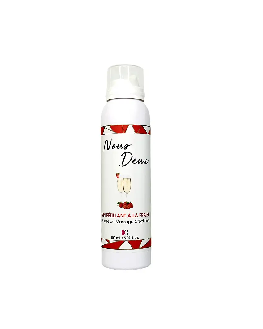Mousse de Massage Crépitante ‘Vin Pétillant à la Fraise’ 150ml – Nous Deux