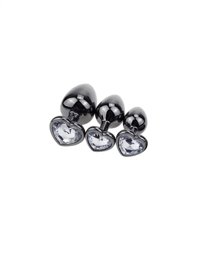 Plug Anal Anthracite Bijou Cœur Blanc