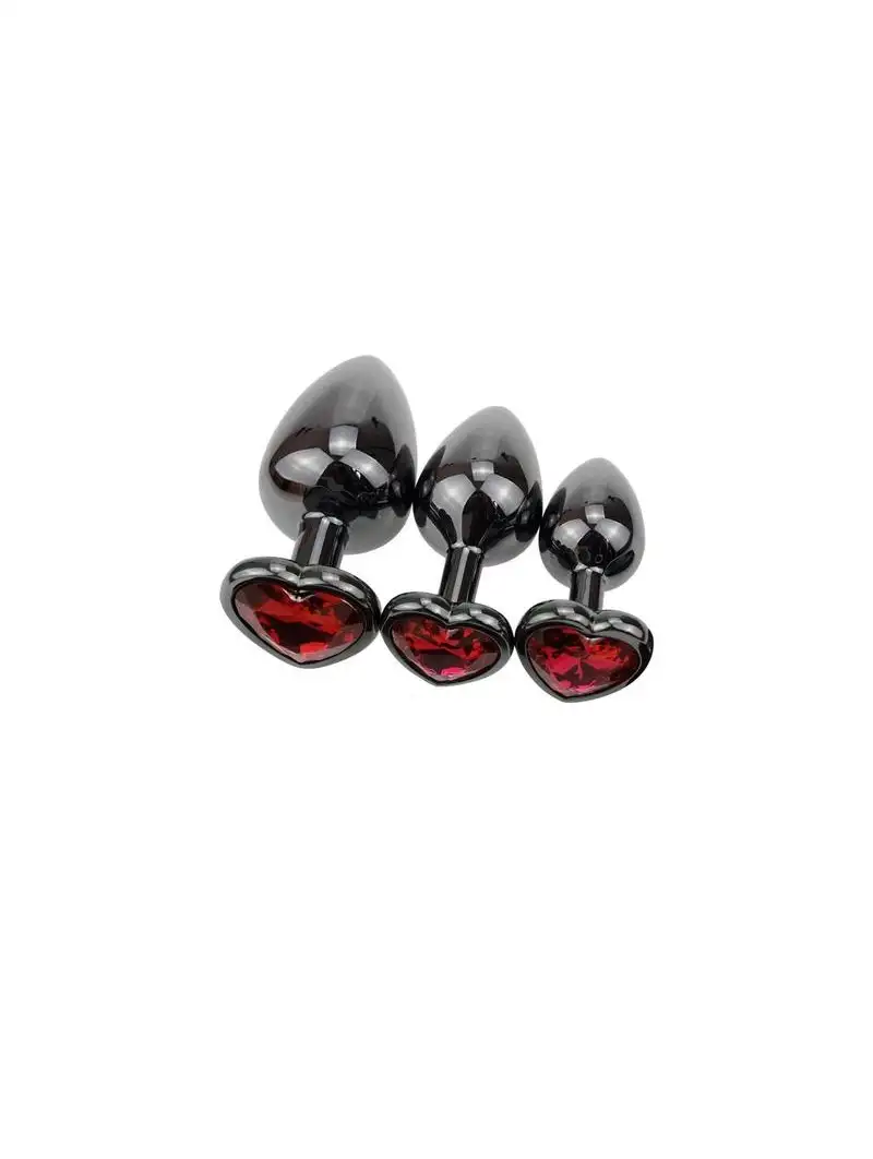 Plug Anal Anthracite Bijou Cœur Rouge