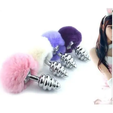 Plug Anal en Anneaux Inox Queue de Lapin Bunny Rose Taille S
