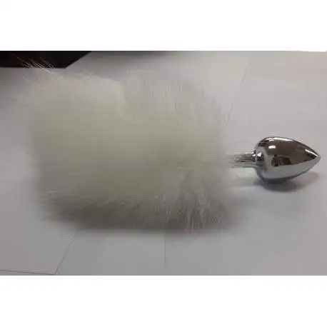 Plug Anal en Inox Queue de Lapin Bunny Blanc Taille L