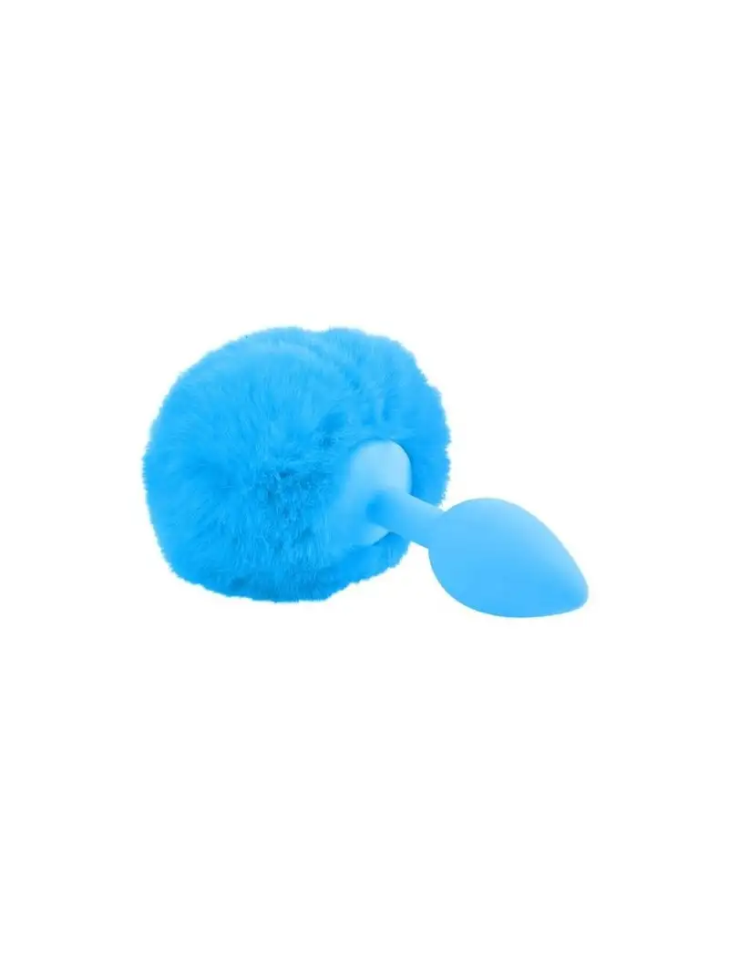 Plug Anal Silicone Bunny Tail Neon Bleu